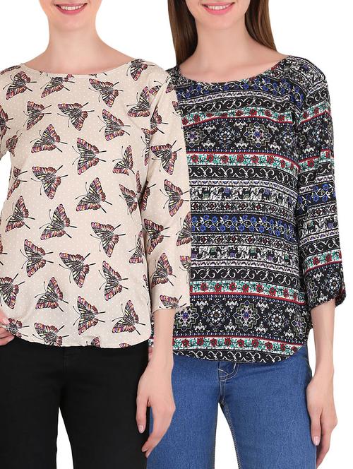 set of 2 multicolored crepe tops - 13830636 - Very Small Image - 1