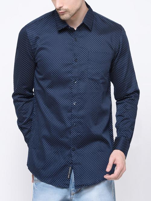 navy blue cotton casual shirt - 13832976 - Very Small Image - 1