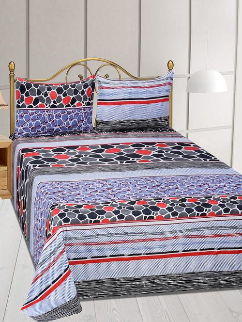 polycotton printed double bedsheet with 2 pillow cover - 13833833 - Very Small Image - 1