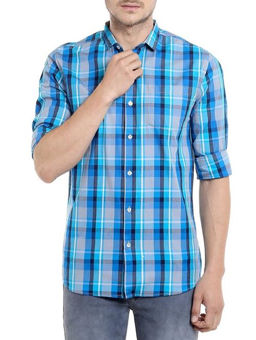 blue cotton casual shirt - 13834016 - Very Small Image - 1