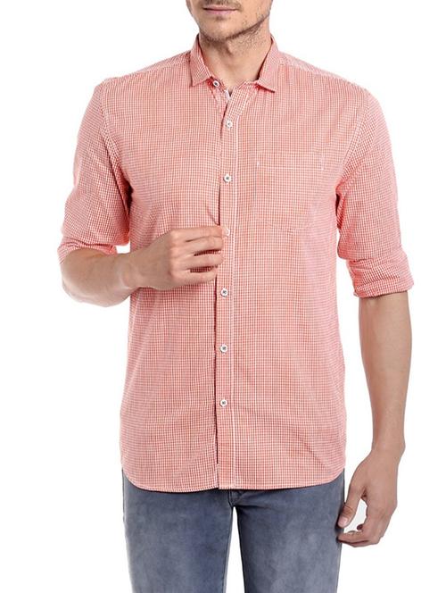 orange cotton casual shirt - 13834021 - Very Small Image - 1