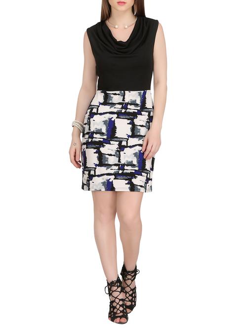 black printed poly cotton sheath dress - 13834081 - Very Small Image - 1