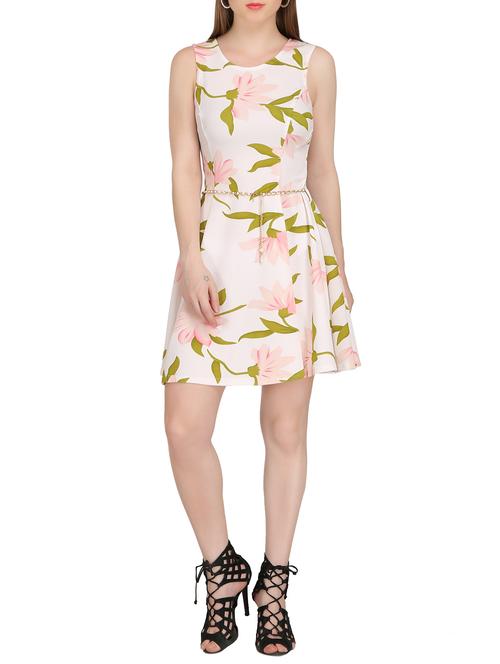 white floral printed poly cotton skater dress - 13834089 - Very Small Image - 1