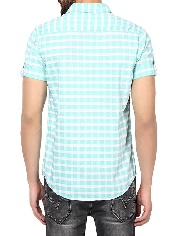 aqua blue cotton casual shirt - 13834821 - Standard Image - 2