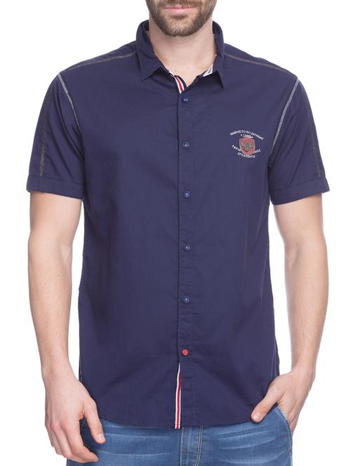 blue cotton casual shirt - 13834925 - Very Small Image - 1