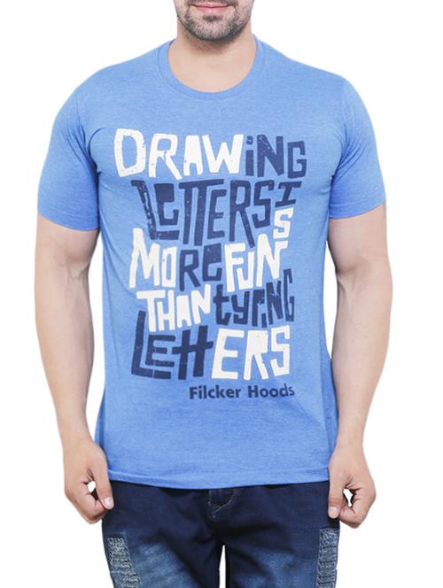 light blue cotton chest print tshirt - 13835547 - Very Small Image - 1
