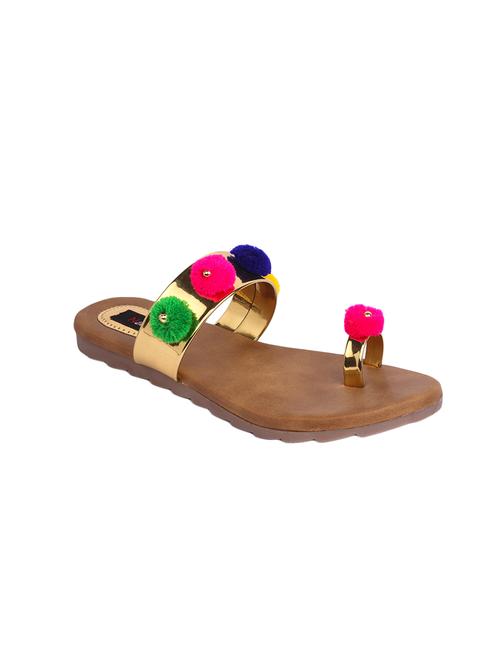 gold one toe  kolhapuri - 13837167 - Very Small Image - 1