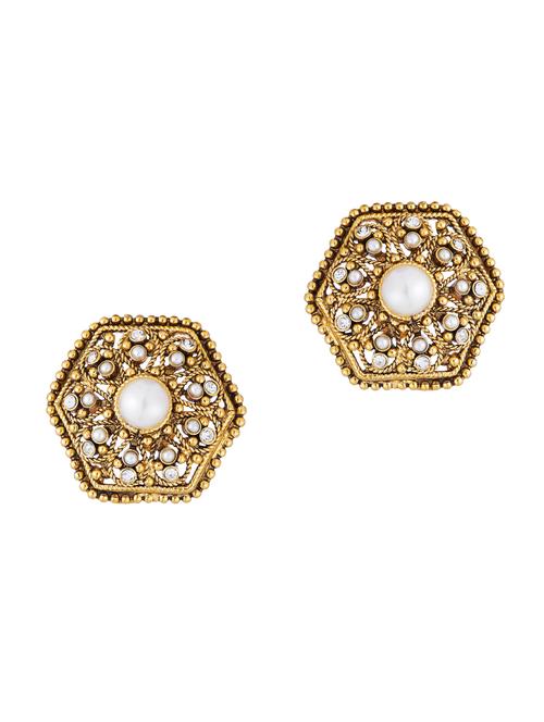white brass studs earrings - 13837306 - Very Small Image - 1