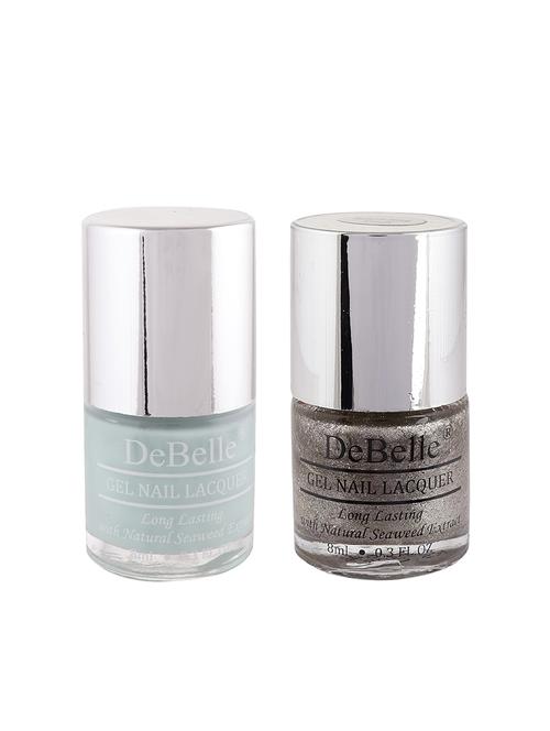 debelle natural gel nail polish combo offer of 2 mint blue,glitter) - 13837807 - Very Small Image - 1