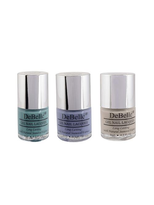debelle natural gel nail polish (combo of 3) (purple,teal green,nude) - 13837815 - Very Small Image - 1