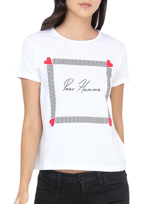 white printed cotton regular tee - 13839034 - Very Small Image - 1