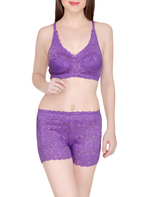 purple lace bra and panty set - 13839350 - Very Small Image - 1