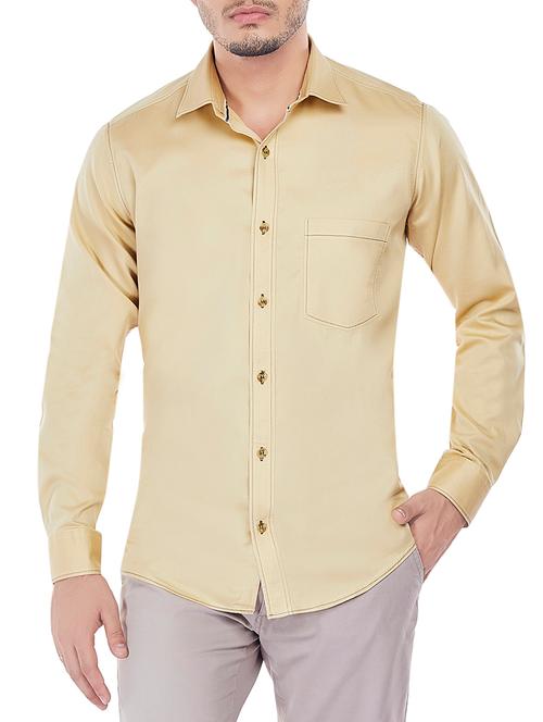beige cotton casual shirt - 13842602 - Very Small Image - 1