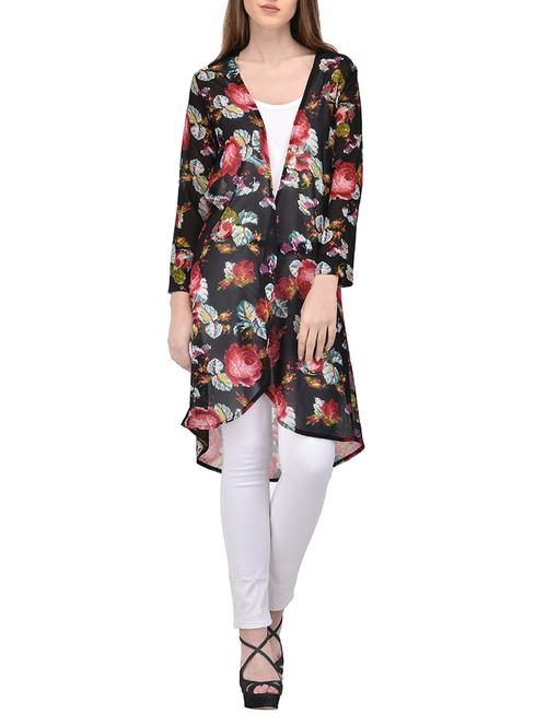 printed black long shrug - 13842738 - Very Small Image - 1