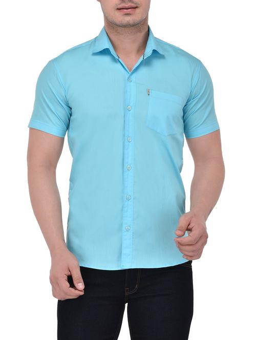 light blue cotton casual shirt - 13845029 - Very Small Image - 1