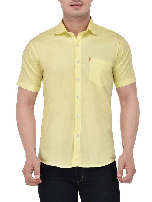 yellow cotton casual shirt - 13845031 - Very Small Image - 1