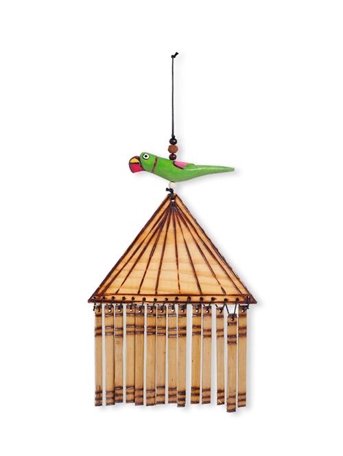 exclusivelane wooden handmade & hand-painted parrot decorative hanging - 13846453 - Very Small Image - 1