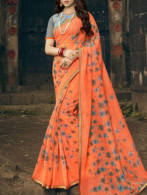 floral printed saree - 13848050 - Very Small Image - 1