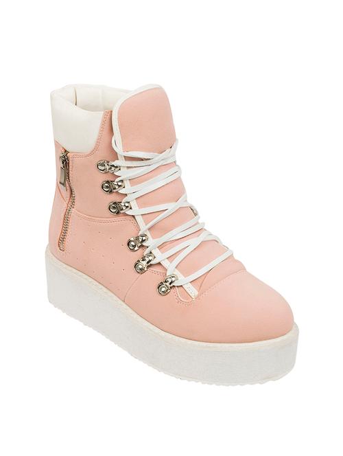 pink  leatherette ankle  boot - 13848806 - Very Small Image - 1