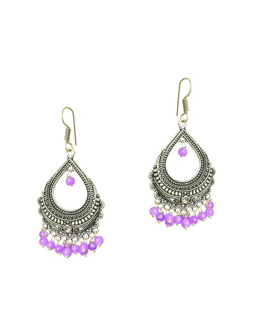 purple silver tone  drop earrings - 13851332 - Very Small Image - 1