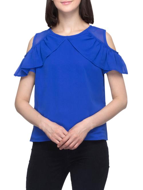 blue polyester ruffle top - 13851681 - Very Small Image - 1