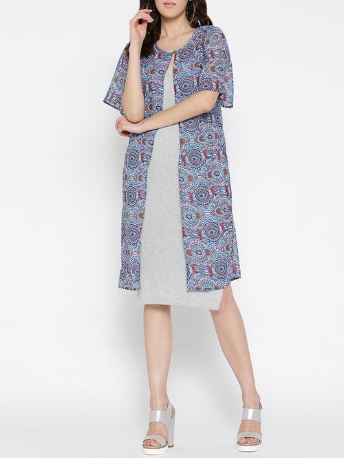 blue printed regular shrug - 13852025 - Very Small Image - 1