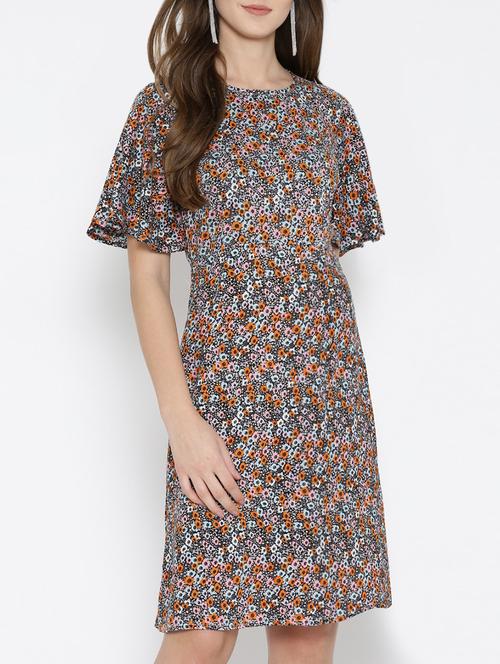 brown printed a-line dress - 13852026 - Very Small Image - 1