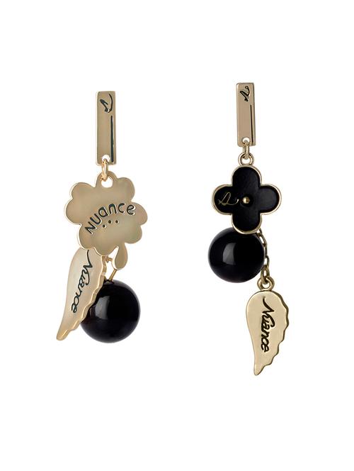 black metal drop earrings - 13854915 - Very Small Image - 1