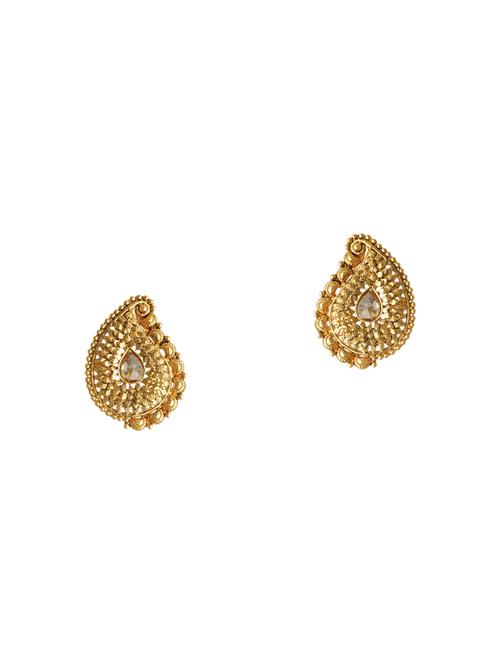 gold brass studs earrings - 13855066 - Very Small Image - 1