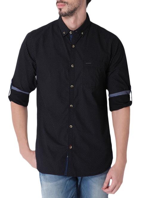 black cotton casual shirt - 13855090 - Very Small Image - 1