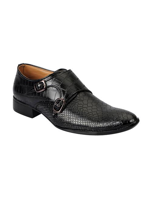 black leatherette slip on monk strap - 13856030 - Very Small Image - 1