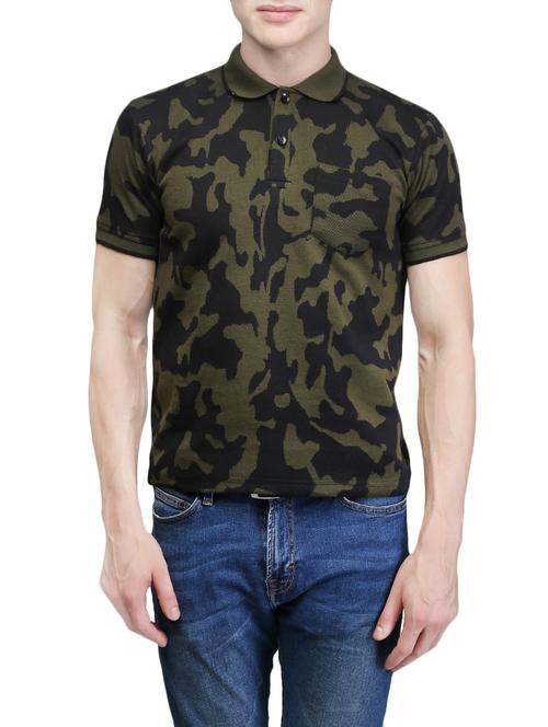 olive green cotton  t-shirt - 13857522 - Very Small Image - 1