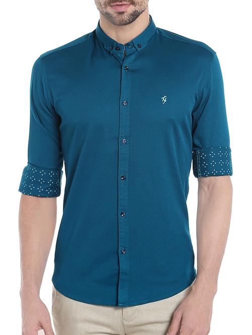 blue cotton casual shirt - 13857857 - Very Small Image - 1