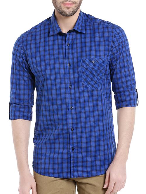 blue cotton casual shirt - 13857923 - Very Small Image - 1