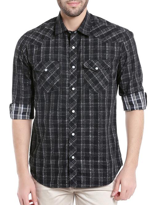 black cotton casual shirt - 13857940 - Very Small Image - 1