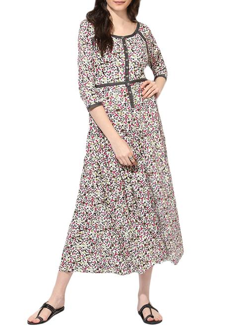 Indian Dobby multi colored cotton fit & flare dress - 13858155 - Very Small Image - 1