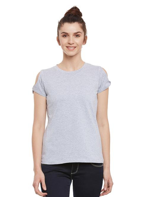 twisted cold shoulder solid tee - 13859542 - Very Small Image - 1