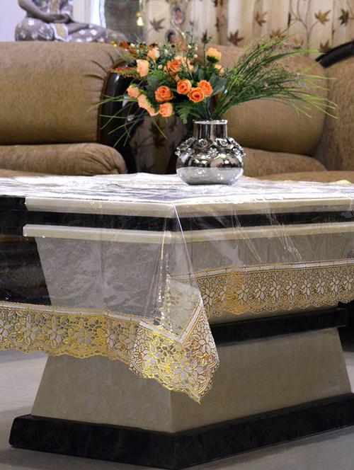 aakarshan transparent pvc table cover with golden border - 13859906 - Very Small Image - 1