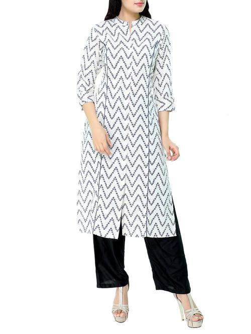 white cotton long kurta - 13861178 - Very Small Image - 1