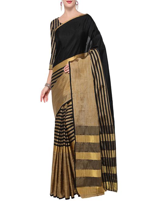golden strripes woven saree with blouse - 13862915 - Very Small Image - 1