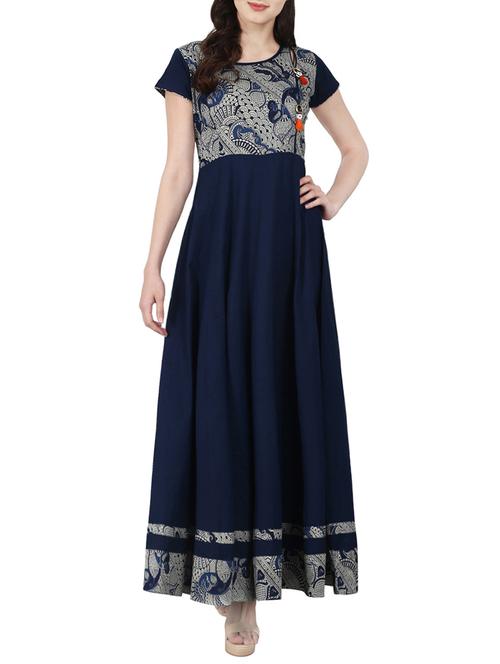 printed flared kurta - 13866824 - Very Small Image - 1