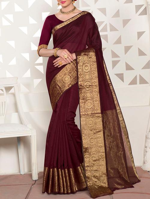 chanderi bordered saree with blouse - 13867255 - Very Small Image - 1
