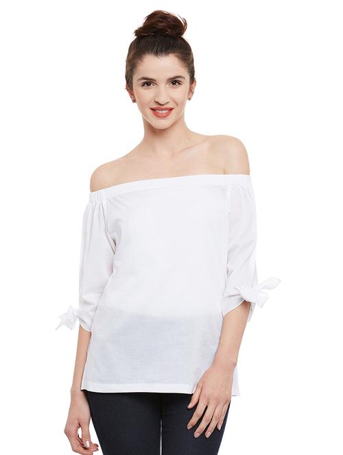 off shoulder bow detail top - 13868168 - Very Small Image - 1