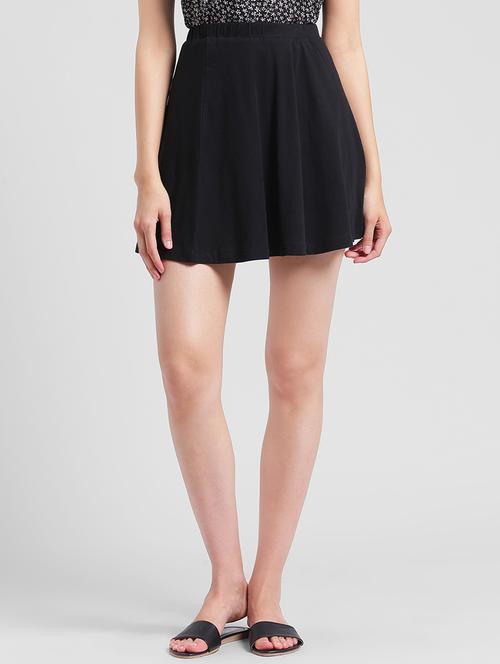 solid black cotton a-line skirt - 13868997 - Very Small Image - 1