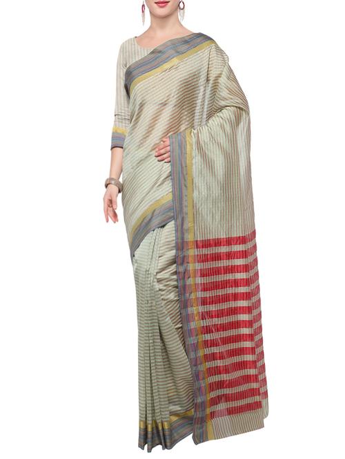 grey art silk woven saree with blouse - 13869839 - Very Small Image - 1