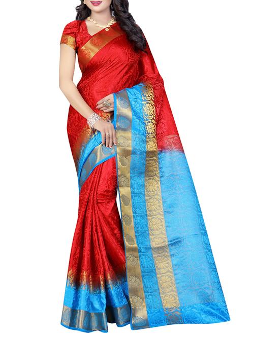 red art silk woven saree with blouse - 13872987 - Very Small Image - 1