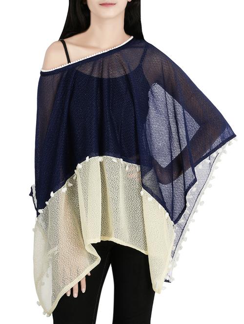 navy blue poly knit summer poncho - 13873571 - Very Small Image - 1