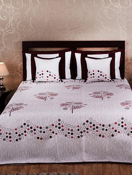 rasberrie white cotton reversible bed cover - 13876316 - Very Small Image - 1