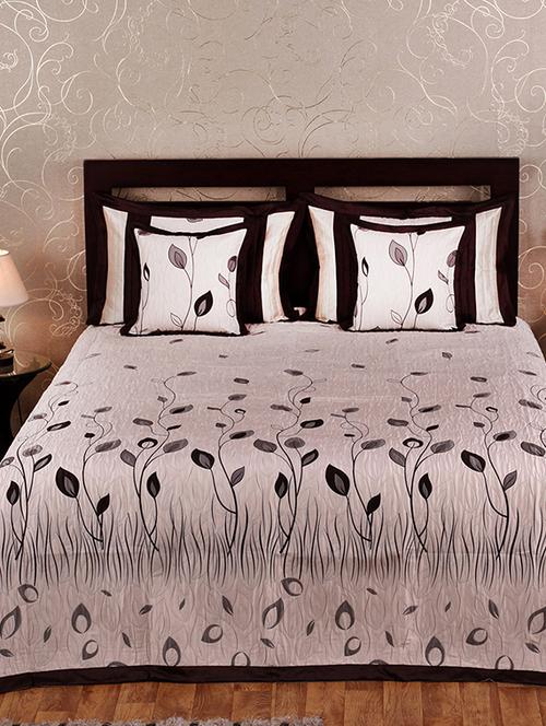 rasberrie beige cotton reversible bed cover - 13876317 - Very Small Image - 1