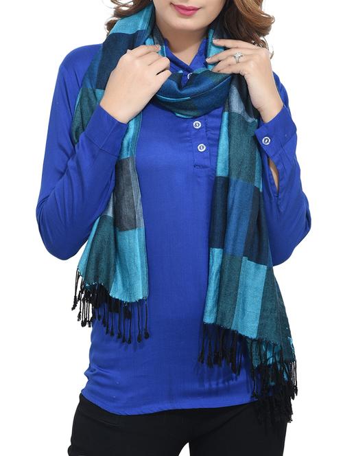 blue viscose stole - 13877278 - Very Small Image - 1